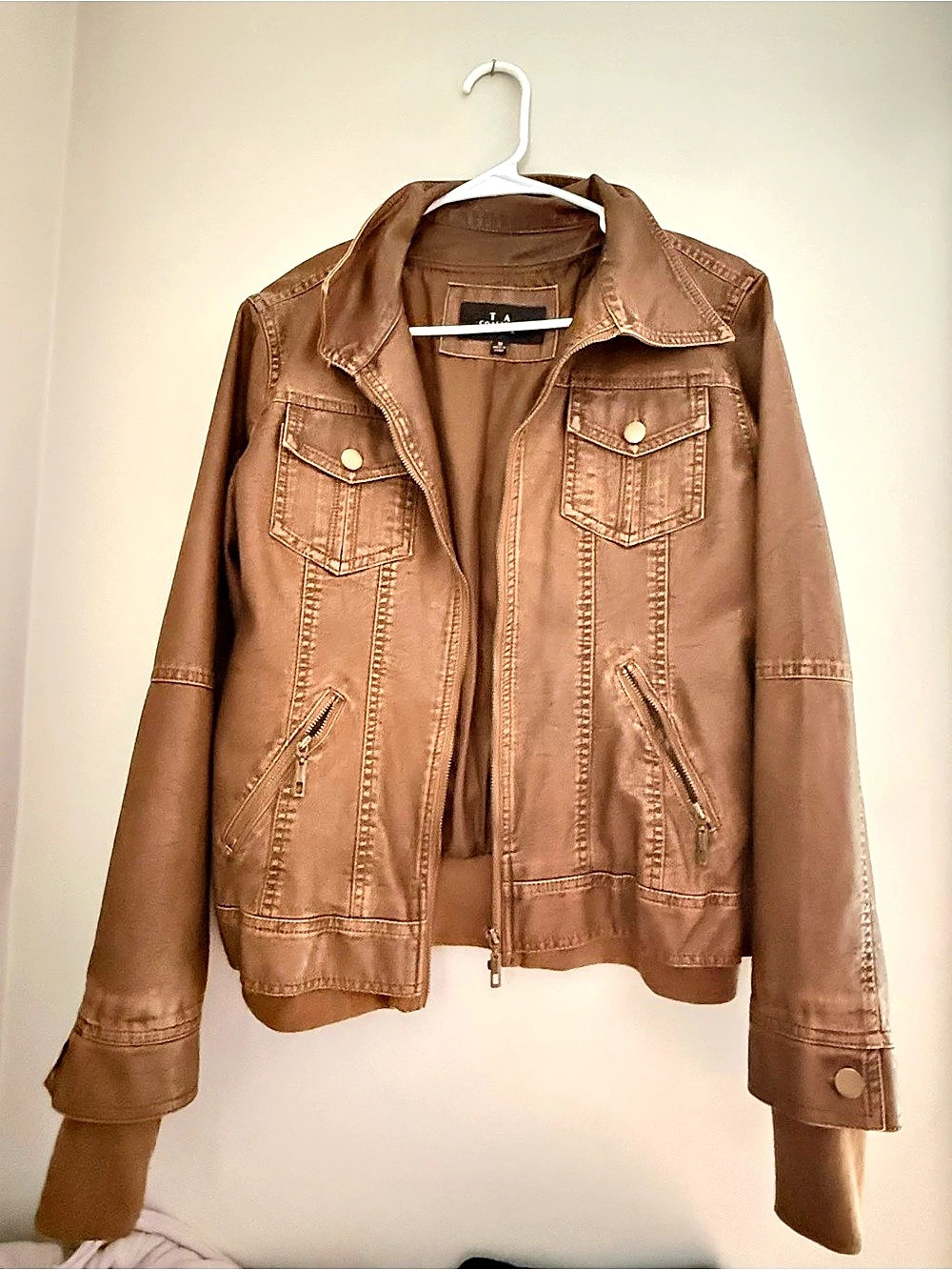 I.A. COLLEZIONE Brown Leather Jacket Size Medium Like New